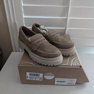 Patina Suede Zoe Chunky Loafers in Taupe